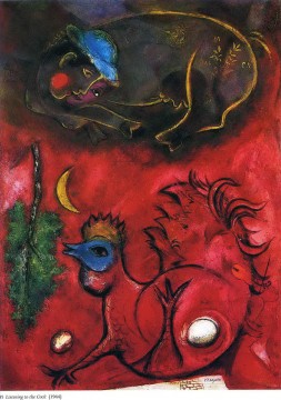 Marc Chagall Painting - Escuchando al gallo contemporáneo Marc Chagall